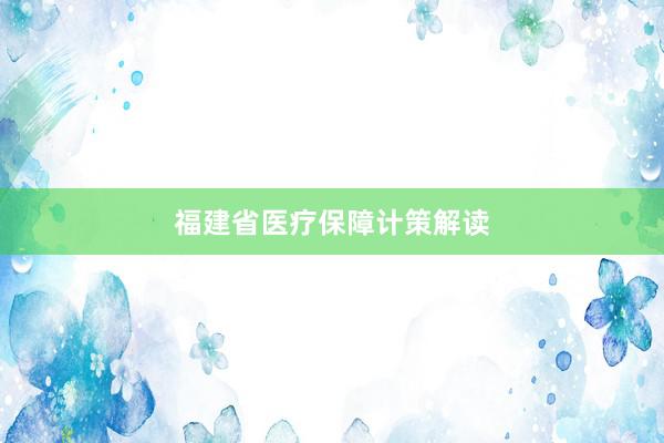福建省医疗保障计策解读
